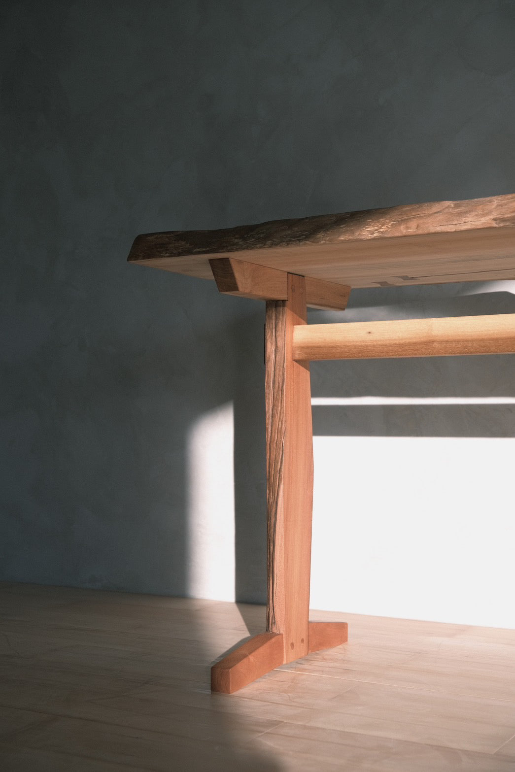 Natural wood office desk